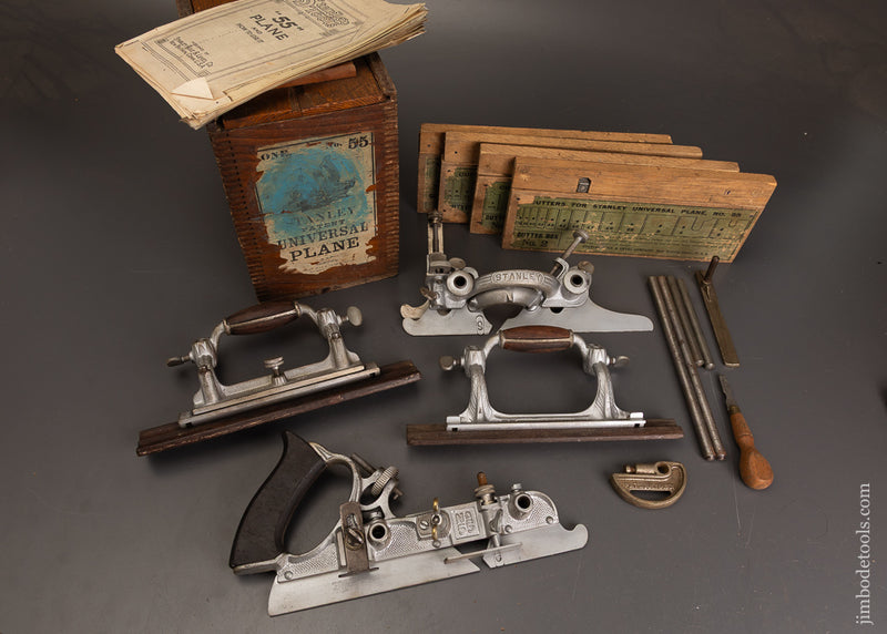 100%-Complete-STANLEY-No.-55-Combination-Plane-in-Original-Picture-Label-Chestnut-Box-121636-AS-OF-AUG-8