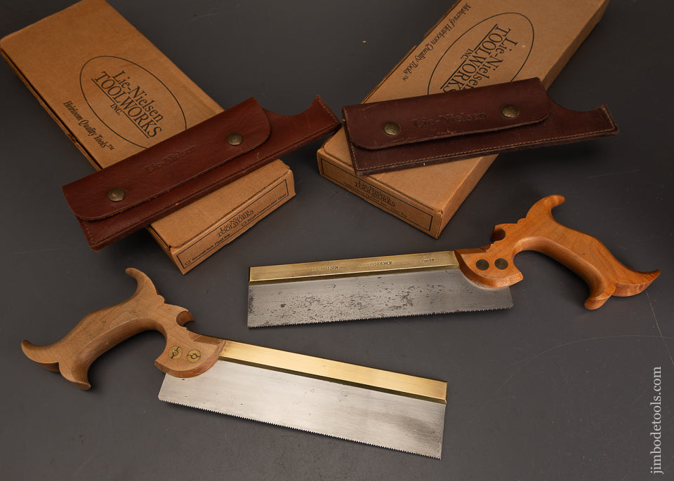 Fine-Pair-of-LIE-NIELSEN-Independence-Dovetail-Saws-with-Sheaths-in-Original-Box-122370