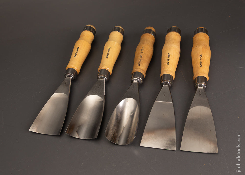 Massive-Extra-Wide-Set-of-5-PFEIL-SWISS-MADE-Carving-Gouges-122532