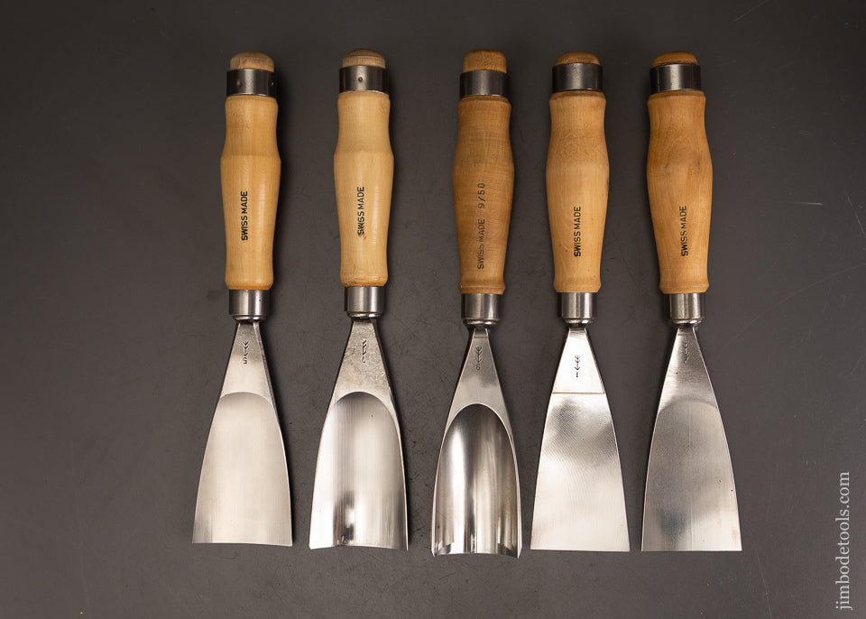 Massive-Extra-Wide-Set-of-5-PFEIL-SWISS-MADE-Carving-Gouges-122532