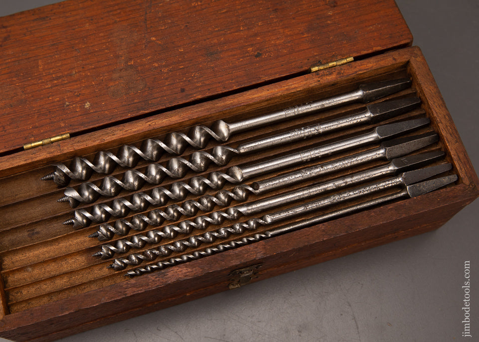 Fine-RUSSELL-JENNINGS-Auger-Bits-EARLY-14-Bit-Set-in-Original-Three-Tiered-Box-119674