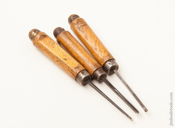 Three Carving Chisels with Screw Logo