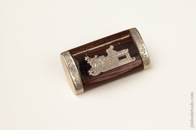 Fancy Rosewood and Silver Snuff Box with Tools and Craftsman Planing on Bench -- 68855U