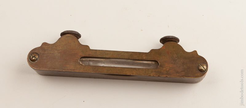 Unusual! Five inch Heavy Brass Square Attach Level in Mahogany Box - 74618U