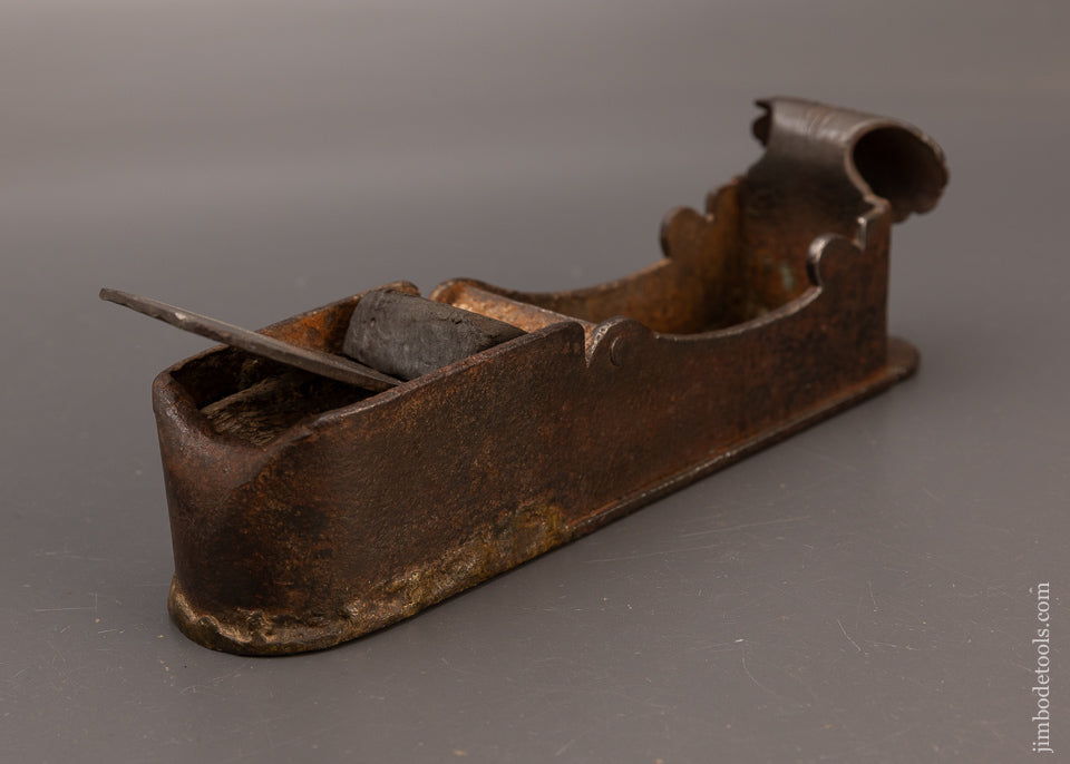 SPECTACULAR! Once in a Lifetime 16th Century Instrument Maker's Mitre Plane With Shell Carved Front Bun - 75724U