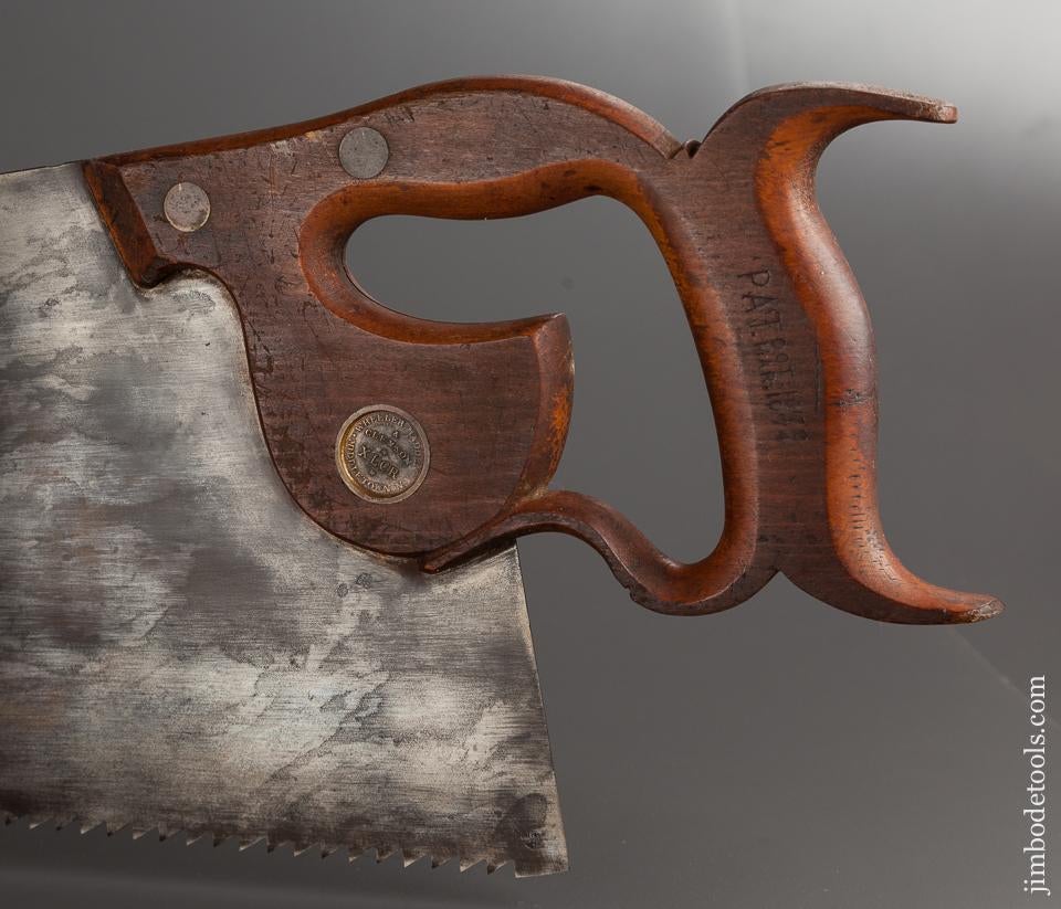Rare! DIETRICH Patent October 15, 1872 and CLEMSON Patent March 10, 1874 WHEELER, MADDEN & CLEMSON "The Standard XLCR" Hand Saw with Overhand Grip Middletown, NY * EXCELSIOR 77311