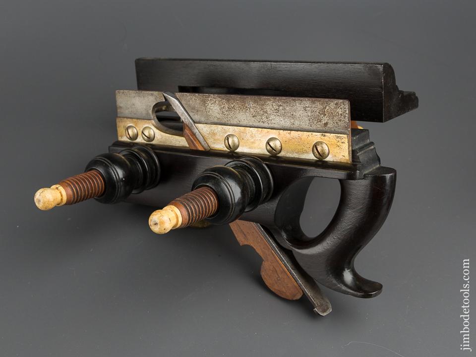 Gorgeous Ebony Plow Plane with Boxwood Arms and Wedge FINE - 79594U