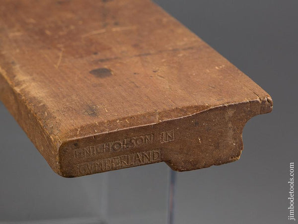 Ten inch I. NICHOLSON IN CUMBERLAND Yellow Birch Molding Plane circa 1746  FINE - 79840R