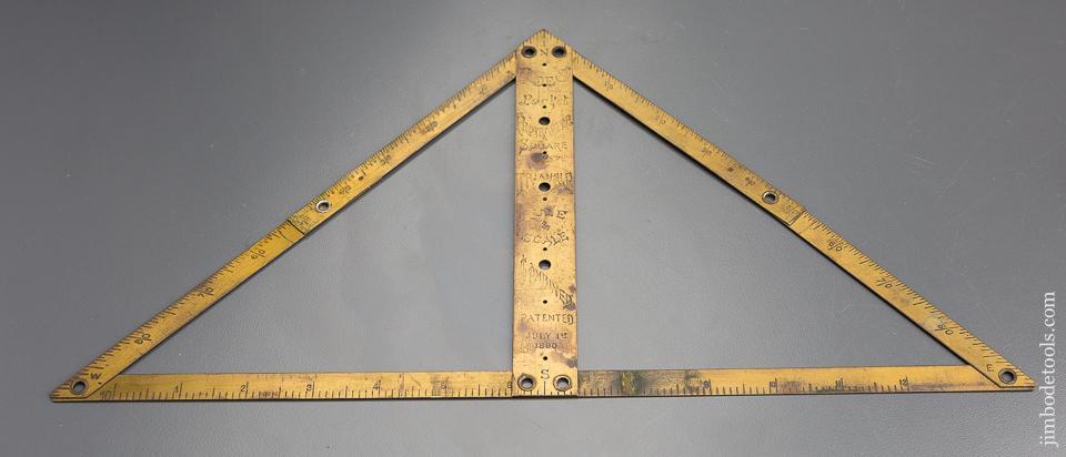 Rare! ROE's Patent July 1, 1890 Brass Combination Tool Square, Rule, Protractor … - 80229