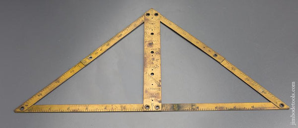 Rare! ROE's Patent July 1, 1890 Brass Combination Tool Square, Rule, Protractor … - 80229