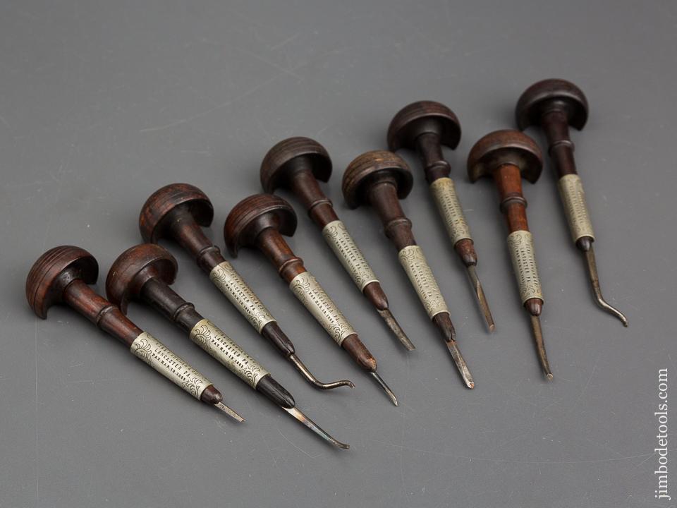 WUNDES Patent March 12, 1889 Set of Nine Gravers - 84089