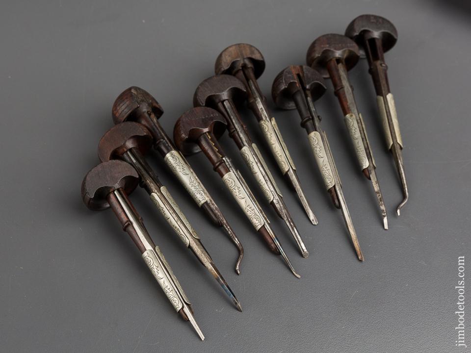 WUNDES Patent March 12, 1889 Set of Nine Gravers - 84089