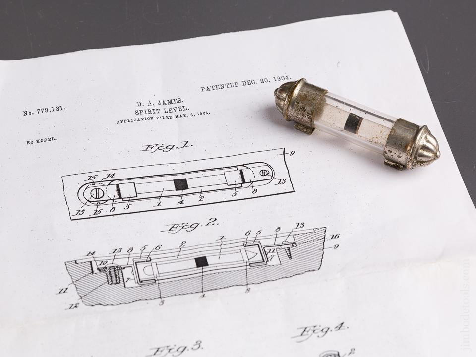 JAMES Patent March 8, 1904 BAKER MC MILLEN CO Three inch Bench Spirit Level RARE - 85803U