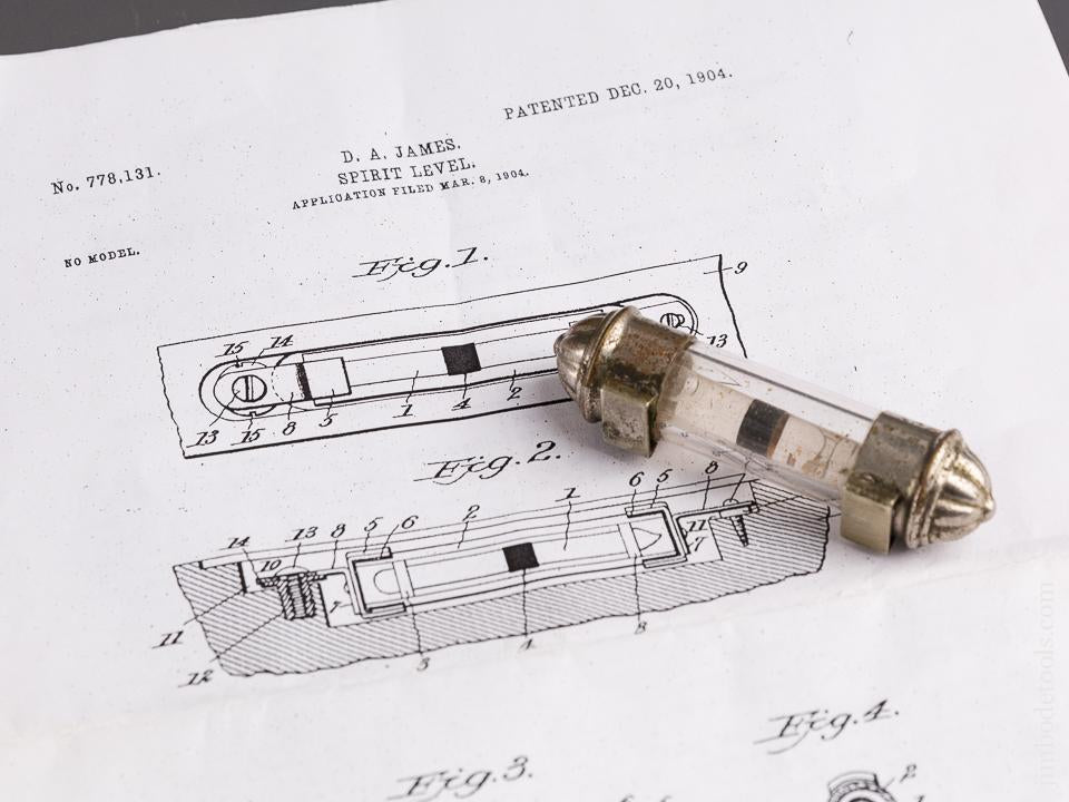 JAMES Patent March 8, 1904 BAKER MC MILLEN CO Three inch Bench Spirit Level RARE - 85803U