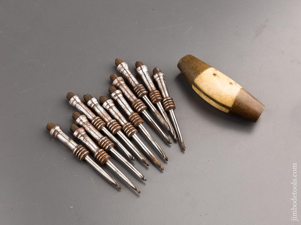 RARE Bone & Brass Barrel Tester with Eleven Bits! - 87070U