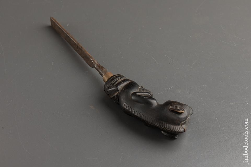 Ornate Figural Ebony Handled Edge Tool - 88327U