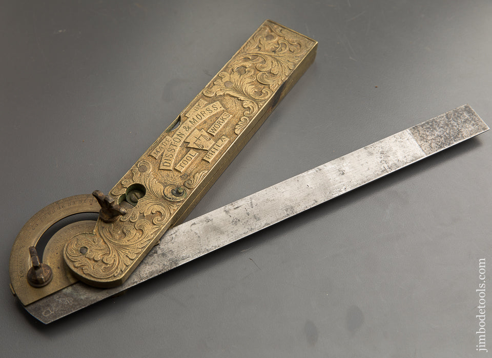 Ornate and Amazing 1868 FISHER PATENT Bevel Square Protractor Level by DISSTON & MORSS TOOL WORKS - 88739R