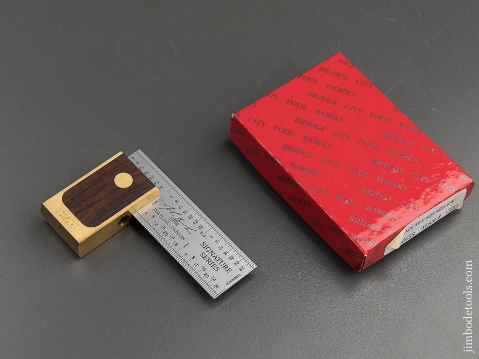 1994 BRIDGE CITY TOOL WORKS AS-3 Rosewood Adjustable Try Square in Original Box - 89020