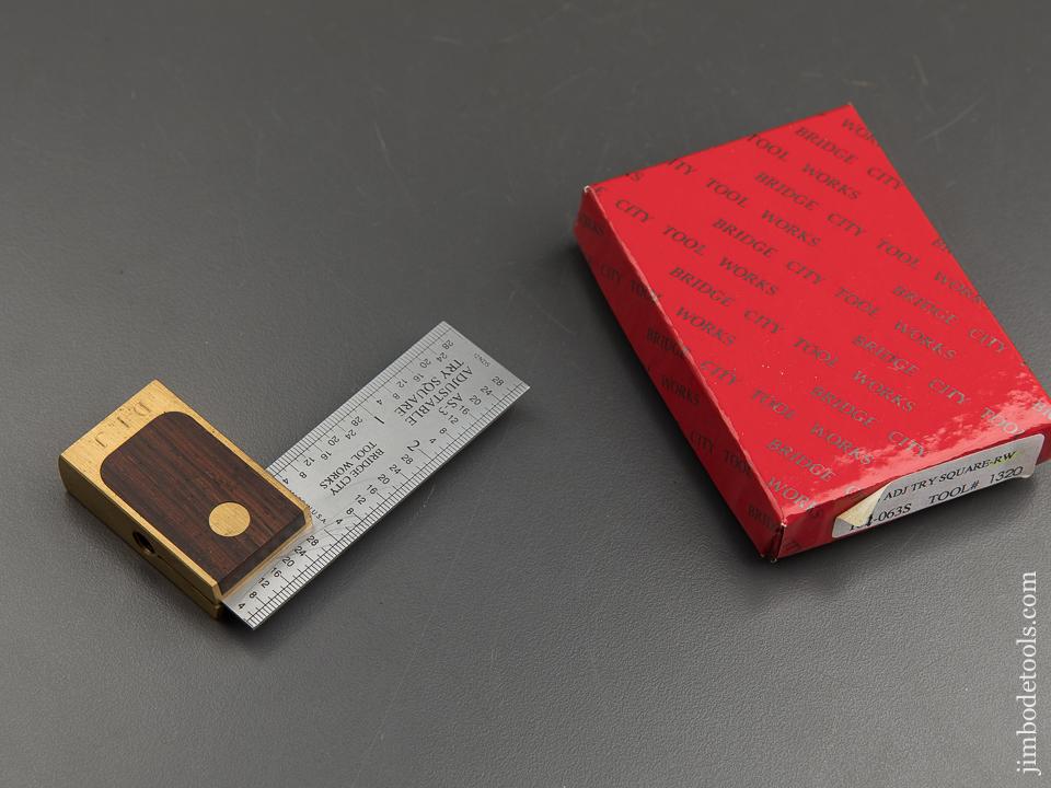 1994 BRIDGE CITY TOOL WORKS AS-3 Rosewood Adjustable Try Square in Original Box - 89020