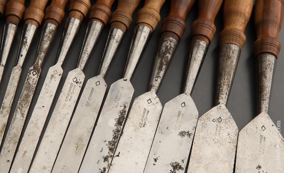Magnificent! Set of Twelve C.E. JENNINGS Socket Firmer Chisels in Original Box - 89792