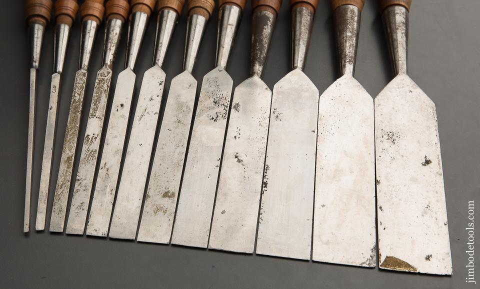Magnificent! Set of Twelve C.E. JENNINGS Socket Firmer Chisels in Original Box - 89792