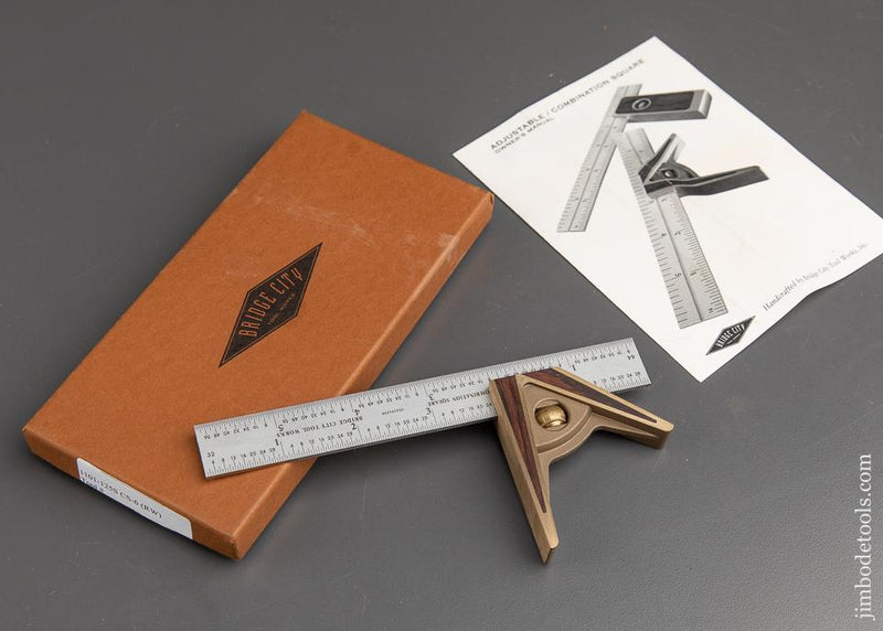 Rare! BRIDGE CITY TOOL WORKS CS-6 Rosewood Combination Square MINT in Original Box - 91170