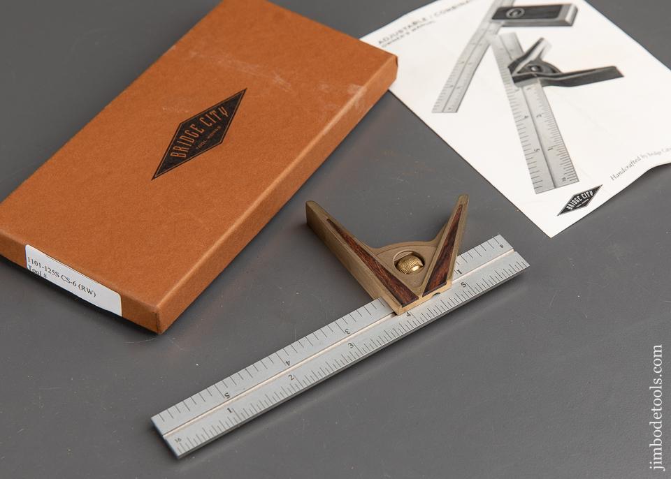 Rare! BRIDGE CITY TOOL WORKS CS-6 Rosewood Combination Square MINT in Original Box - 91170