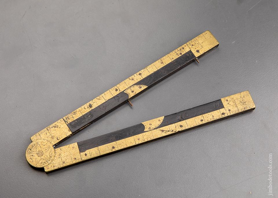 EARLY French Beautiful Brass and Ebony Two Fold Twelve Inch Rule - 92200U