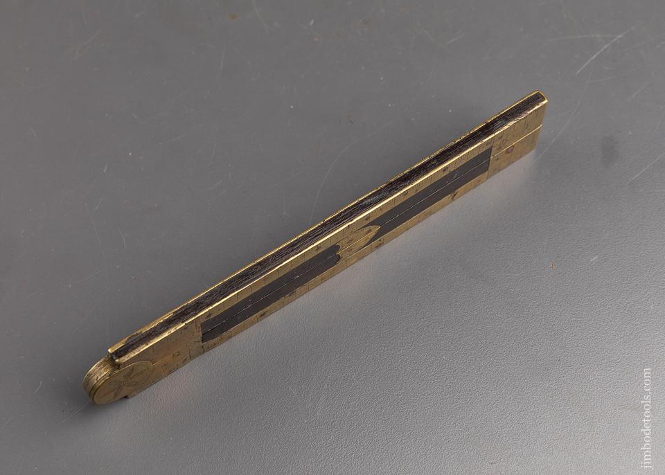 EARLY French Beautiful Brass and Ebony Two Fold Twelve Inch Rule - 92200U