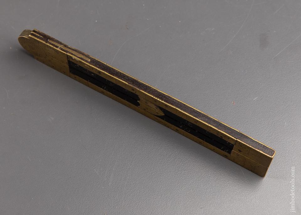 EARLY French Beautiful Brass and Ebony Two Fold Twelve Inch Rule - 92200U