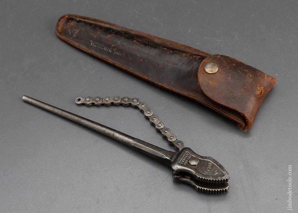 VERY RARE Salesman's Sample Seven inch BROCK Patent December 13, 1881 WILLIAMS & CO Vulcan Chain Pipe Wrench in ORIGINAL Leather Pouch - 94045