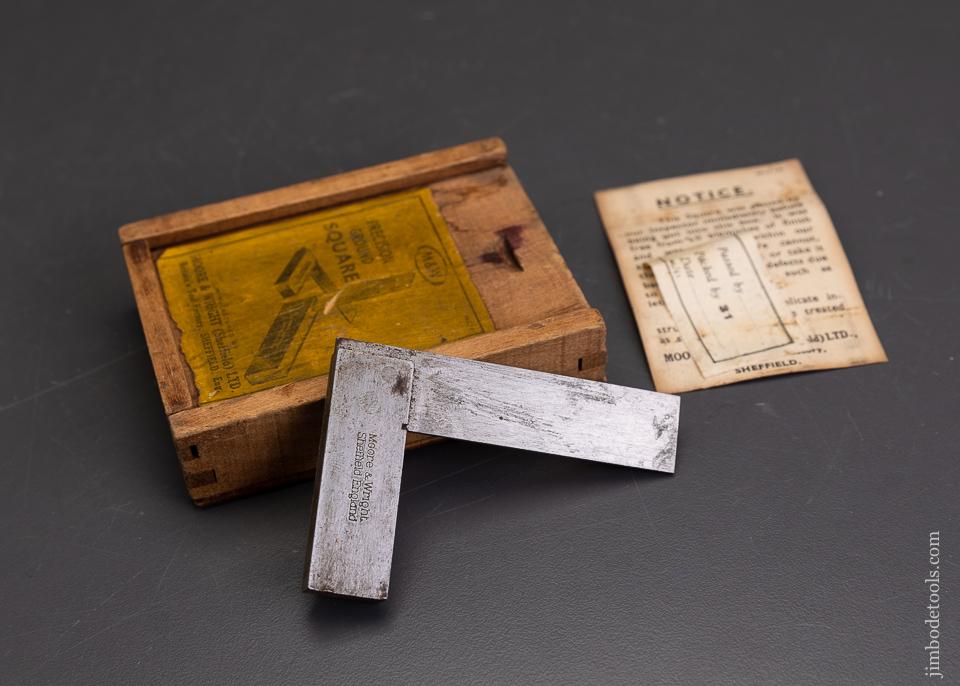 MOORE & WRIGHT 2 Inch Precision Try Square in Original Wooden Box - 96040