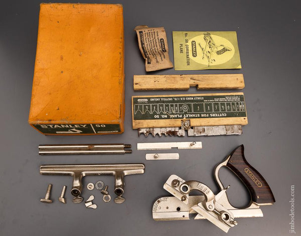 STANLEY No. 50 Combination Plow Plane 100% Complete in Original Box - 98905