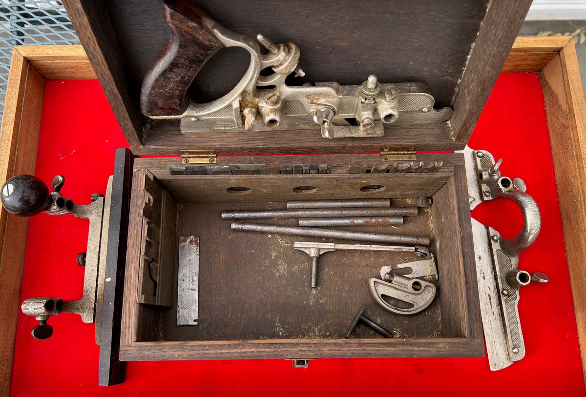 Good User STANLEY No. 45 Combination Plow Plane with 20 Cutters and All 5 Stops - 77518 -