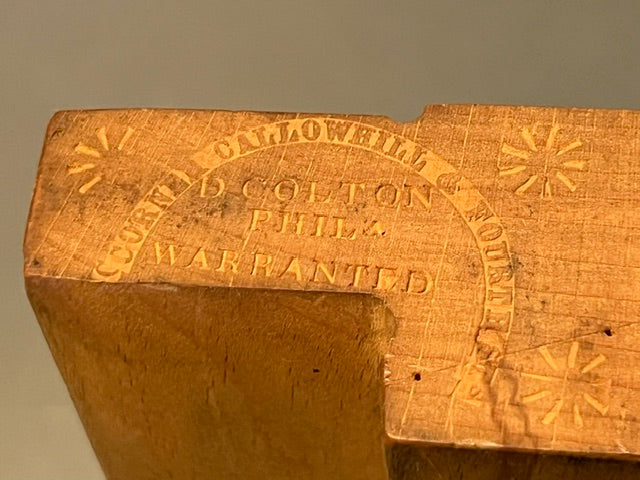 Crisp Extra Fine Fenced Cove Moulding Plane by D. COLTON PHILA Ca. 1837-80   -122142