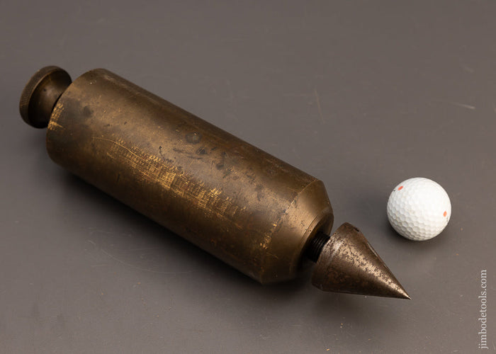 Rare-17-Pound-Bridge-Builders-3-Piece-Brass-Plumb-Bob-118326