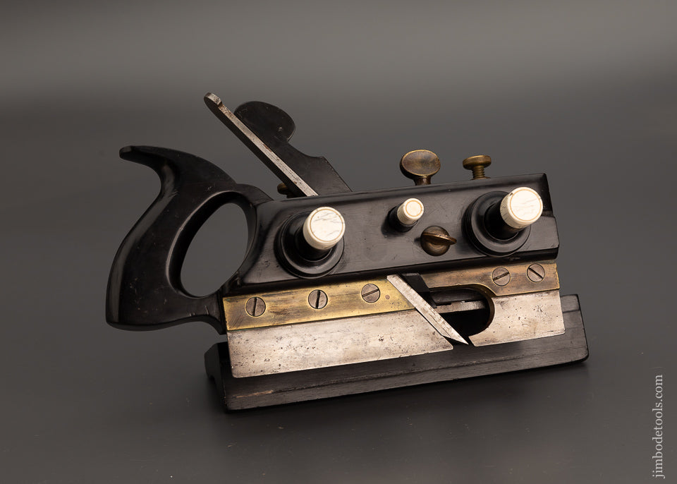 Unheard-of OHIO TOOL CO. No. 113 Solid Ebony Center Wheel Plow Plane Ca. 1869-1893 - EXCELSIOR 108178 - AS OF JULY 25