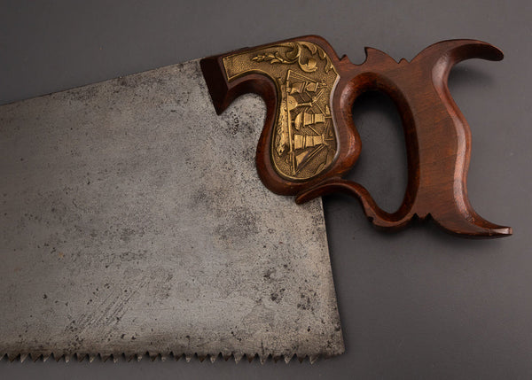 Rare & Spectacular T. TILLOTSON Monster 28 Inch Rip Hand Saw with Brass Escutcheon - EXCELSIOR 103080