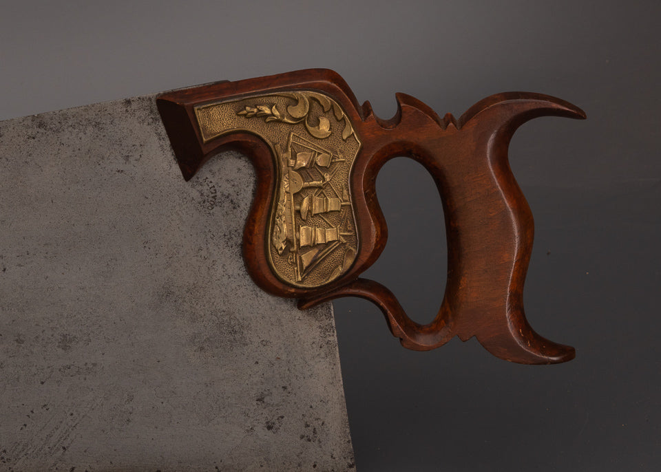 Rare & Spectacular T. TILLOTSON Monster 28 Inch Rip Hand Saw with Brass Escutcheon - EXCELSIOR 103080