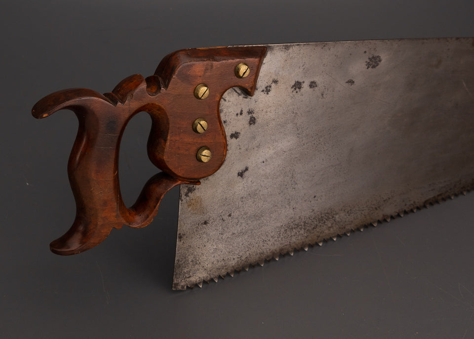 Rare & Spectacular T. TILLOTSON Monster 28 Inch Rip Hand Saw with Brass Escutcheon - EXCELSIOR 103080
