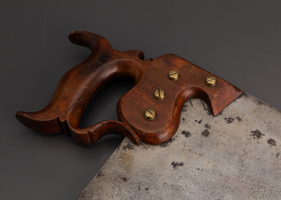 Rare & Spectacular T. TILLOTSON Monster 28 Inch Rip Hand Saw with Brass Escutcheon - EXCELSIOR 103080