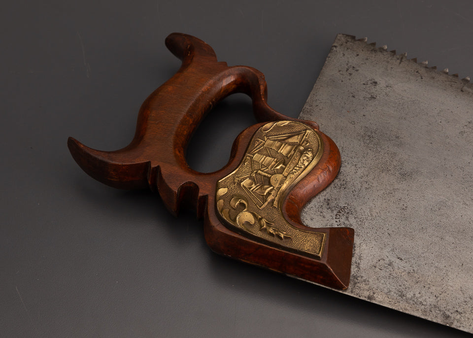 Rare & Spectacular T. TILLOTSON Monster 28 Inch Rip Hand Saw with Brass Escutcheon - EXCELSIOR 103080