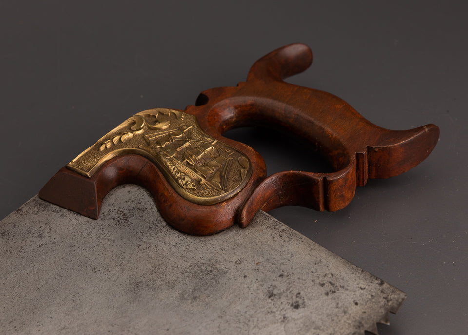 Rare & Spectacular T. TILLOTSON Monster 28 Inch Rip Hand Saw with Brass Escutcheon - EXCELSIOR 103080