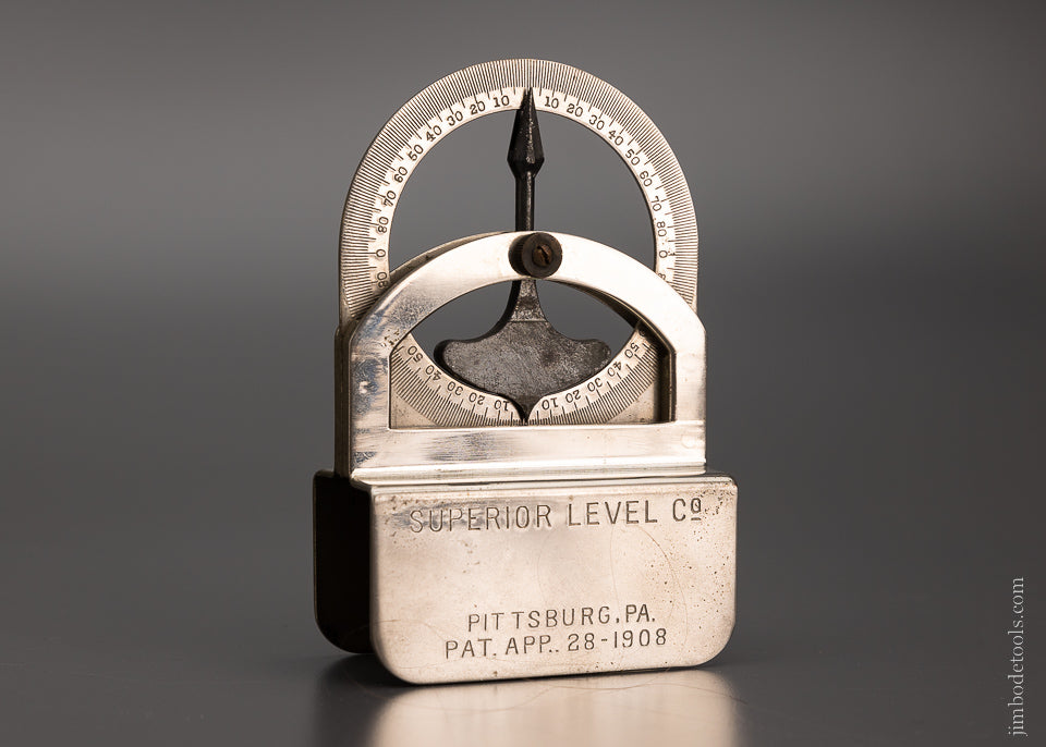 Rare One of Two Known Patented 1908 Inclinometer Level SUPERIOR LEVEL CO. Pittsburg, PA Southward Patent - EXCELSIOR 104458