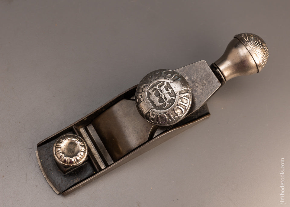 Rare BAILEY VICTOR No. 1 1/2 Block Plane with Microphone Style Tail Handle - EXCELSIOR 110693