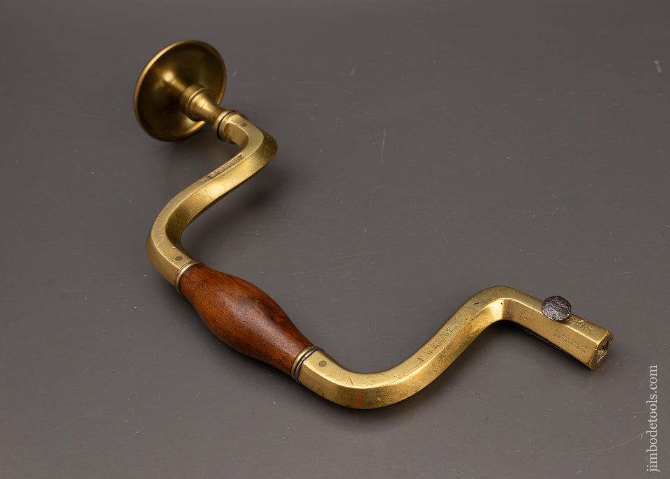 Rare SIGNED “HORTON” Solid Brass Framed Bit Brace 1850 PATENT - EXCELSIOR 111178