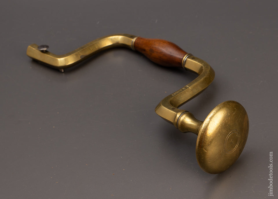 Rare SIGNED “HORTON” Solid Brass Framed Bit Brace 1850 PATENT - EXCELSIOR 111178