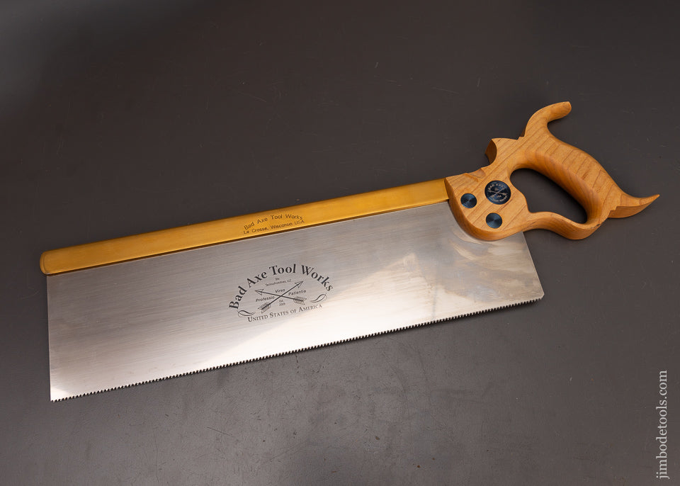 Premier BAD AXE TOOL WORKS 14 Inch Brass Back Carcass Saw Mint Unused - EXCELSIOR 111854