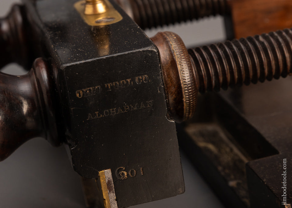 Spectacular Ivory Tipped Solid Ebony & Rosewood Plow Plane OHIO TOOL CO. No. 109 - EXCELSIOR 114006