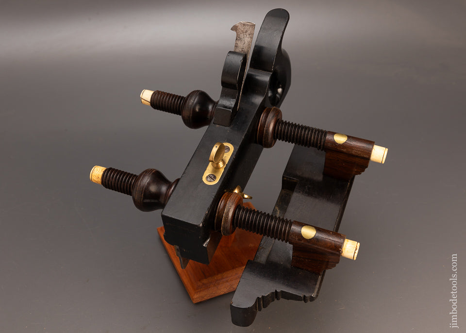 Spectacular Ivory Tipped Solid Ebony & Rosewood Plow Plane OHIO TOOL CO. No. 109 - EXCELSIOR 114006